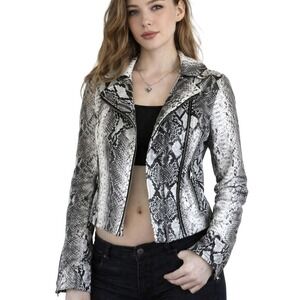 AFFLICTION Sinner 2‎ Snakeskin Moto Jacket Faux Leather Grunge Y2K
